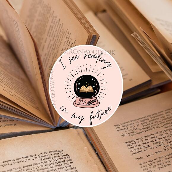 Crystal Ball Reading Books Sticker, Funny Bookish Booktok See The Future Mystic - Picture 2 of 3